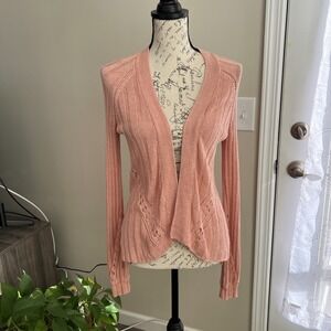 Sundance‎ Angel Wing  Open Cardigan Sweater Women's XS Pink Linen Blend Boho